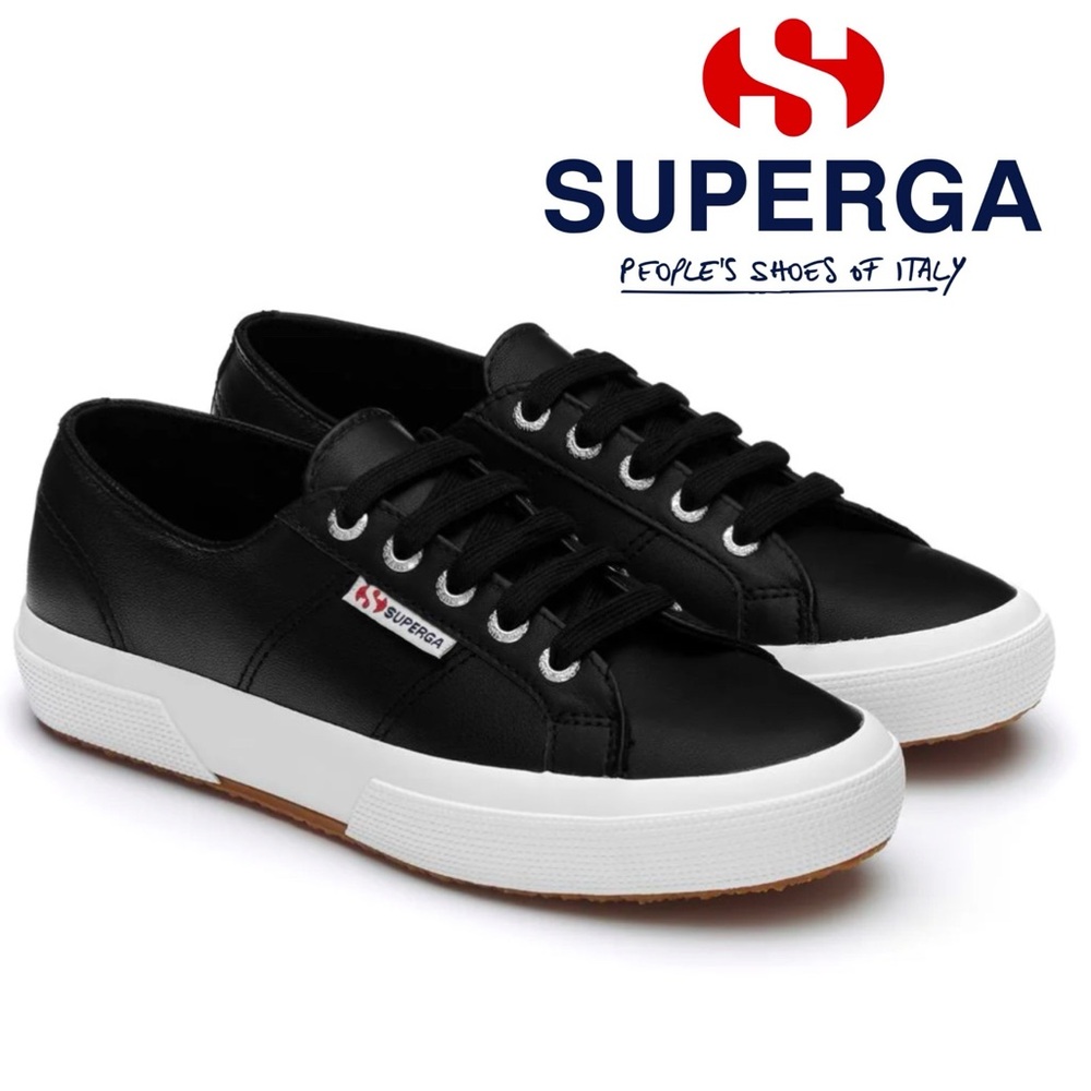 SUPERGA Leather Sneakers, Made in Italy, Size 6, Worn 1 Hour